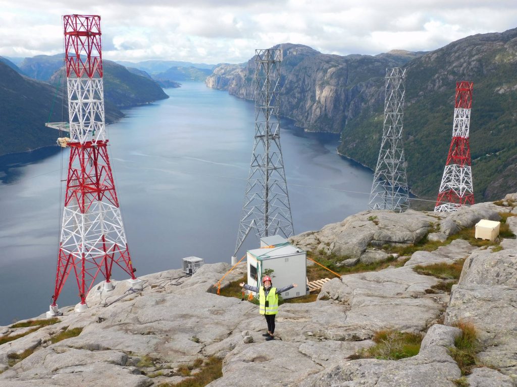 Stavanger fjord Norway conductor power line