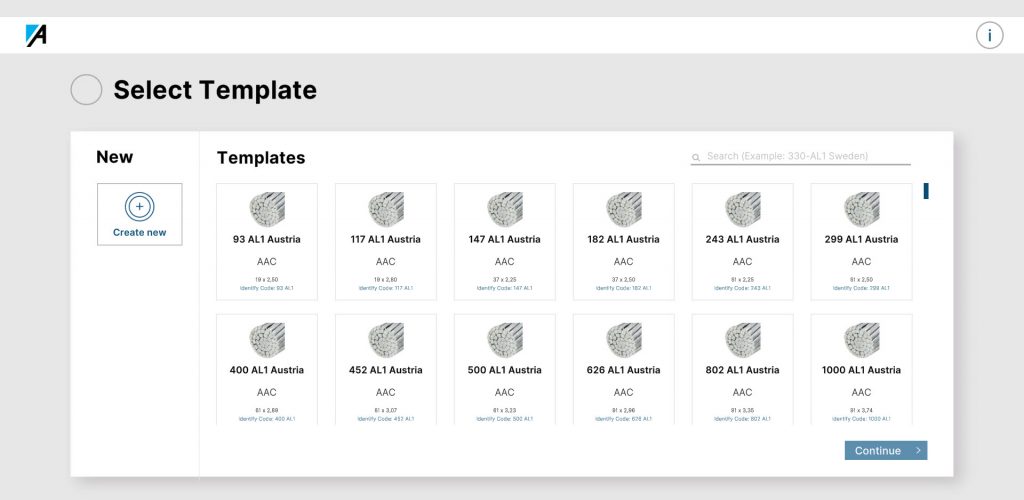 Selettore template prodotti configuratore