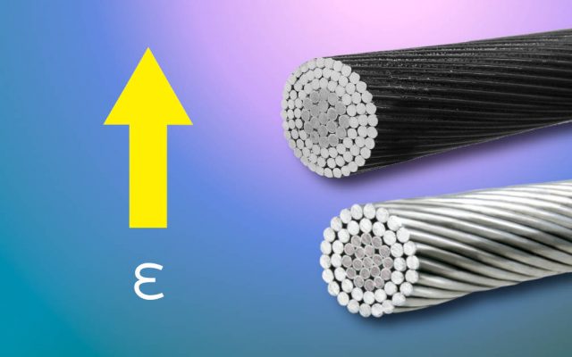 Increased emissivity with the colouring of conductors for overhead power lines