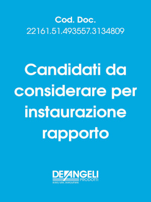 Candidati da considerare per instaurazione rapporto